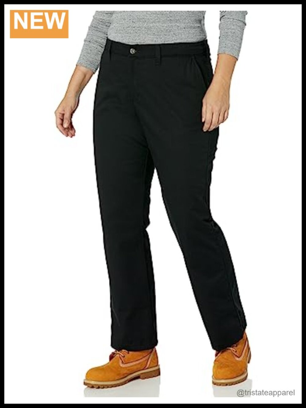 Slim Bootcut Twill Work Pants Plus Size Mid Rise Button Closure